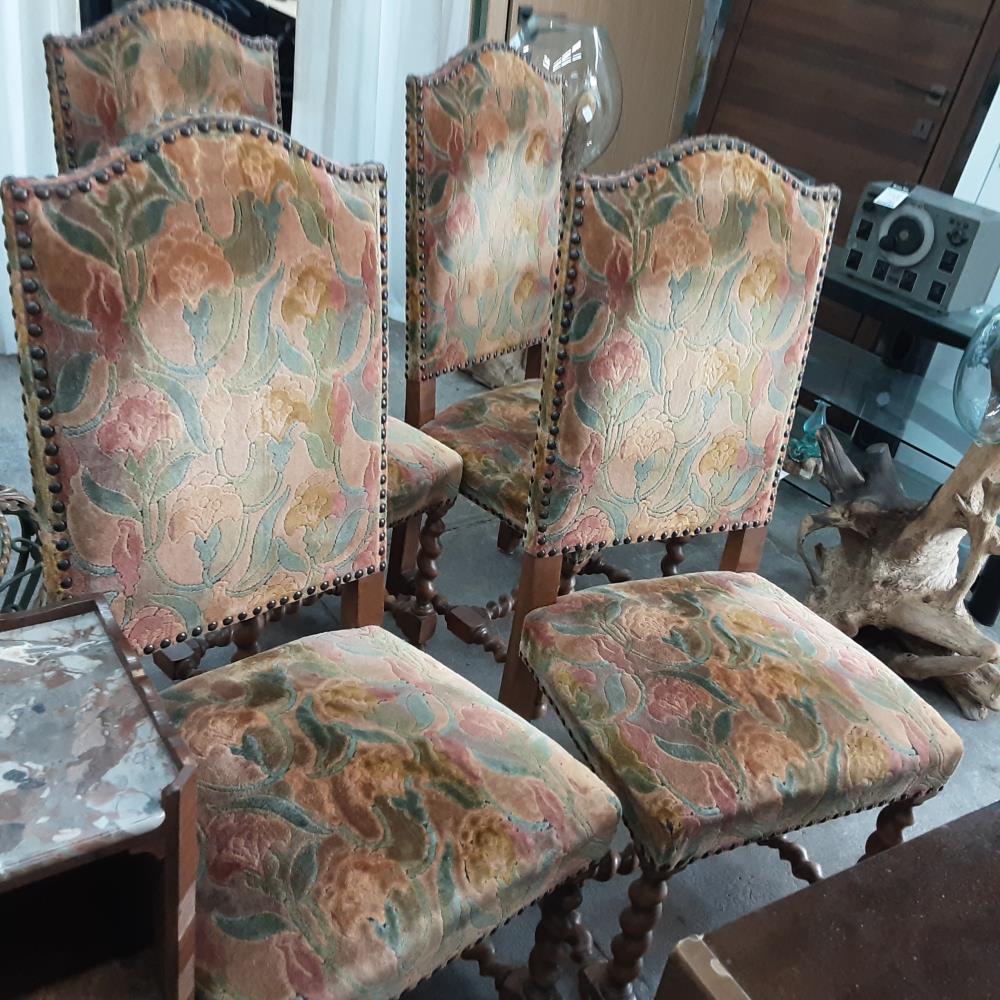 CHAISE ANCIENNE TISSU FLEURS 