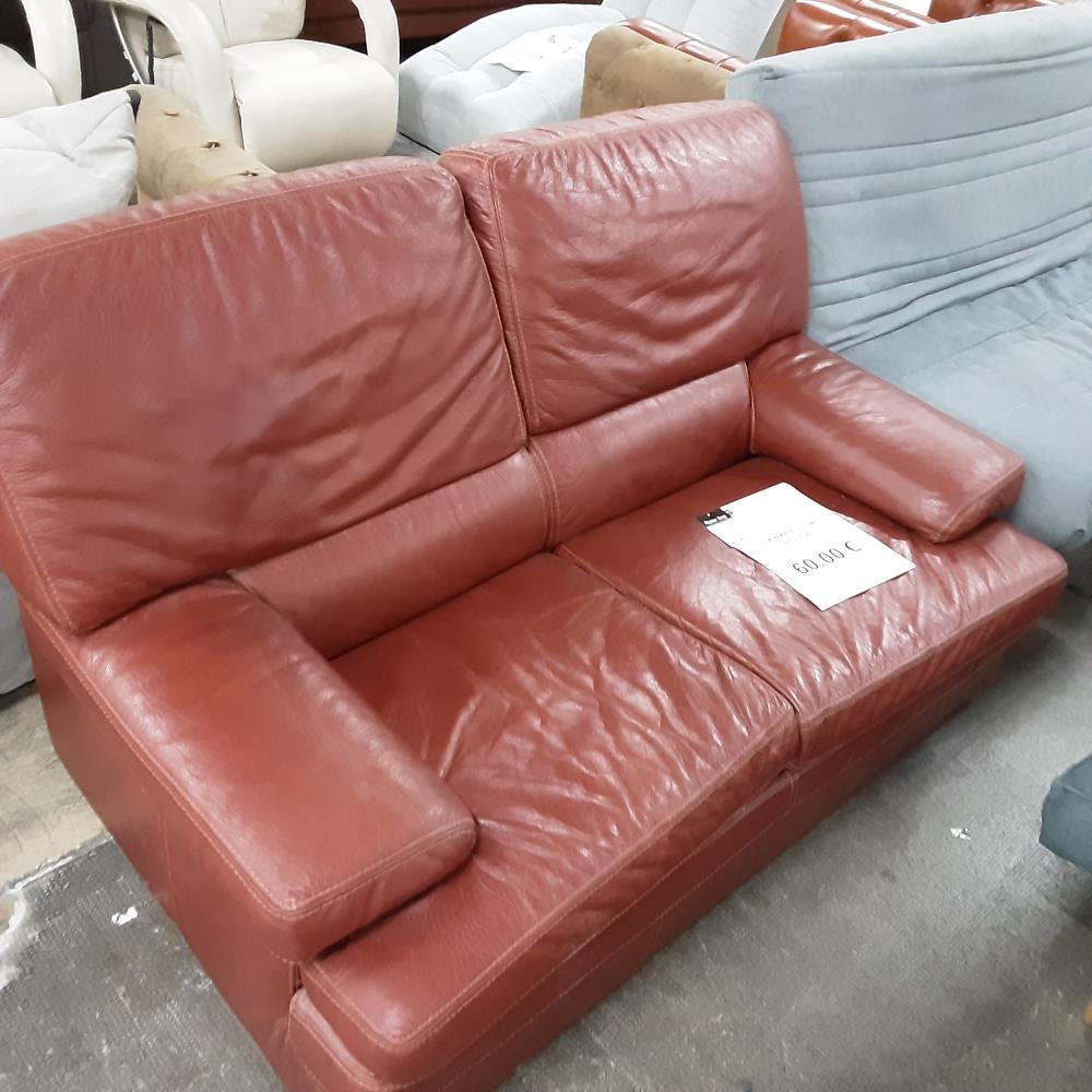 CANAPE CUIR ROUGE 