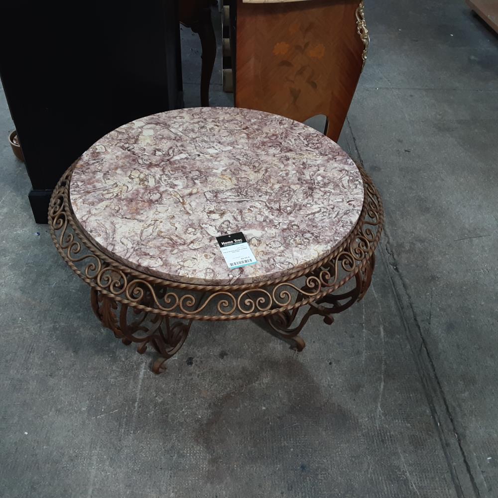 TABLE BASSE DESUS MARBRE PIED FER 