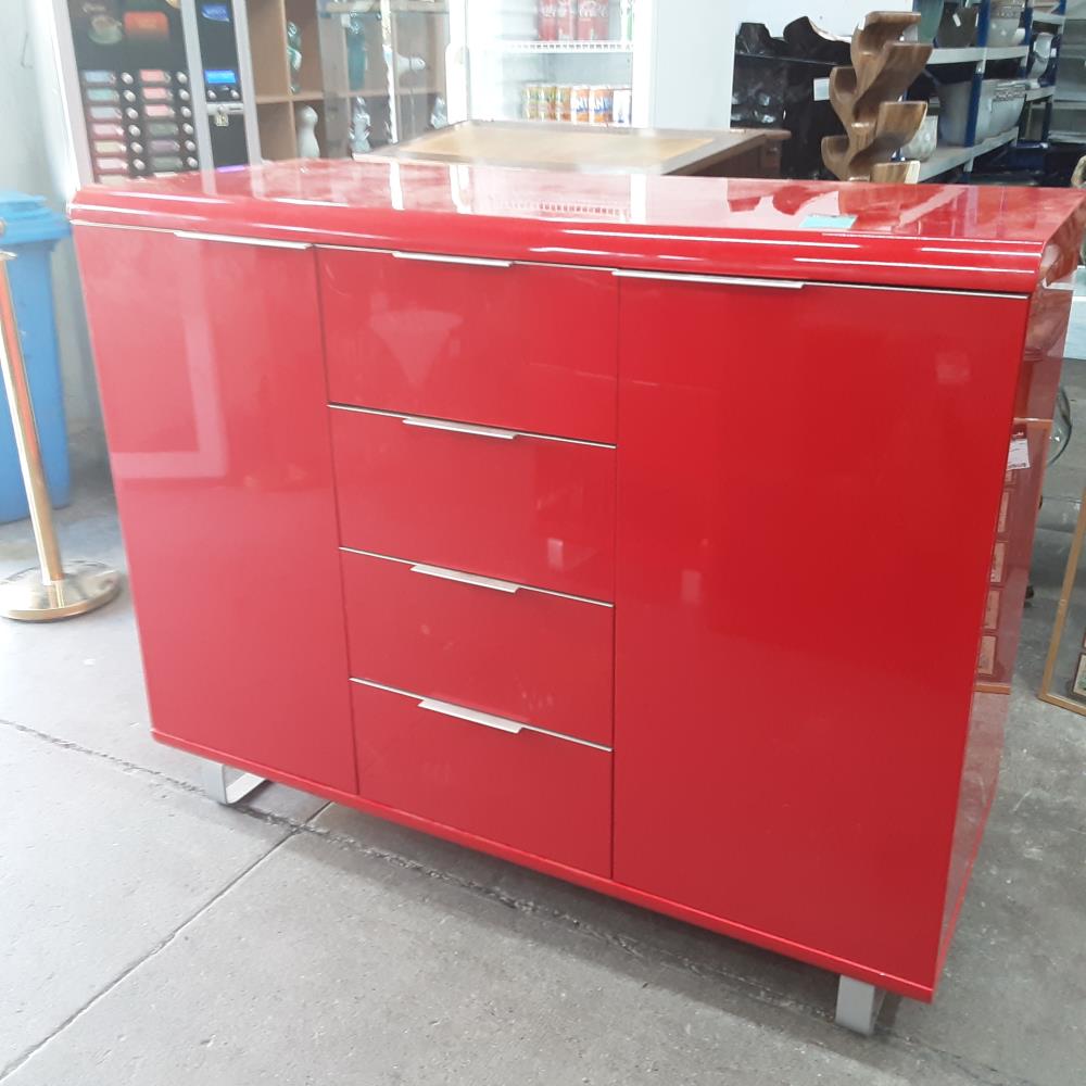 BUFFET ROUGE 4 TIROIRS 2 PORTES 