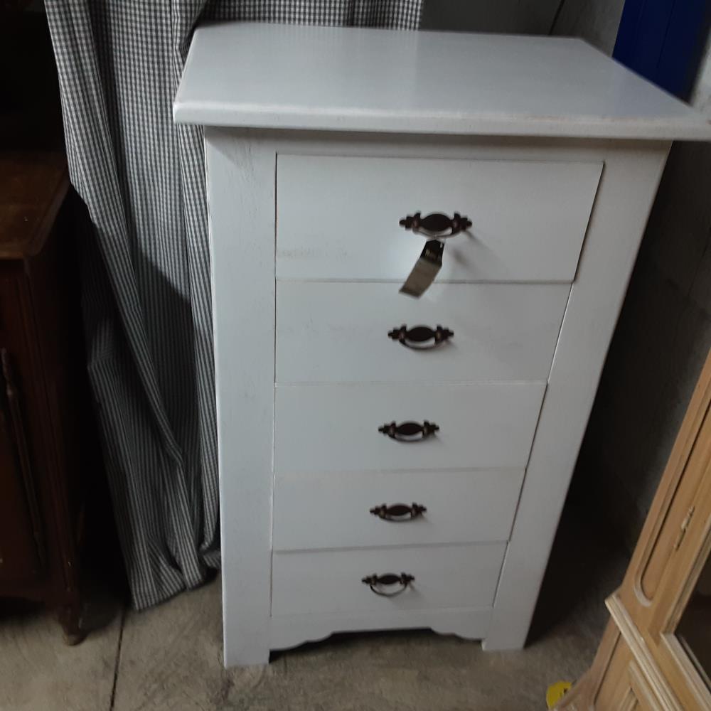 MEUBLE 5 TIROIRS BLANC 