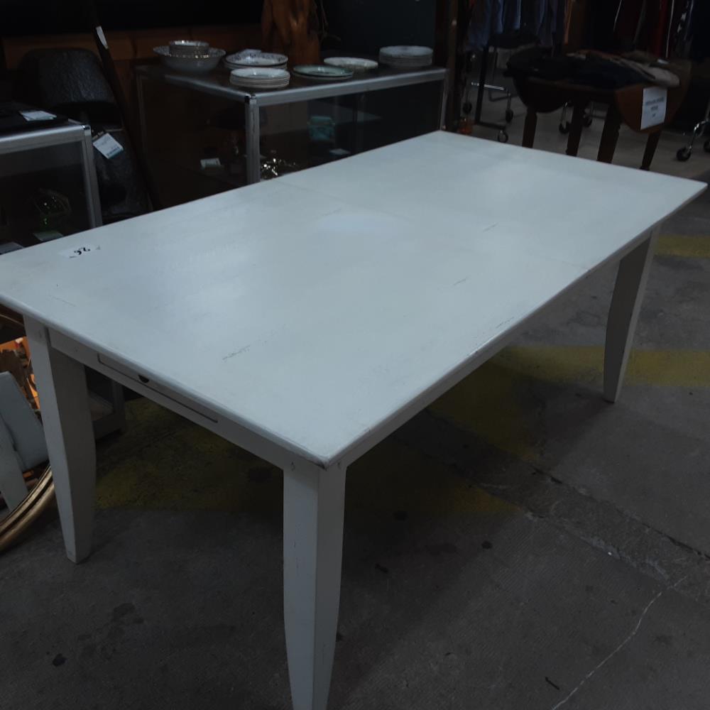 TABLE RECTANGLE BLANCHE 2 TIROIRS 
