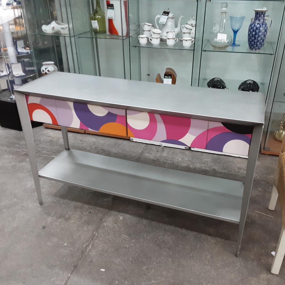 CONSOLE 2 TIROIRS GRISE 