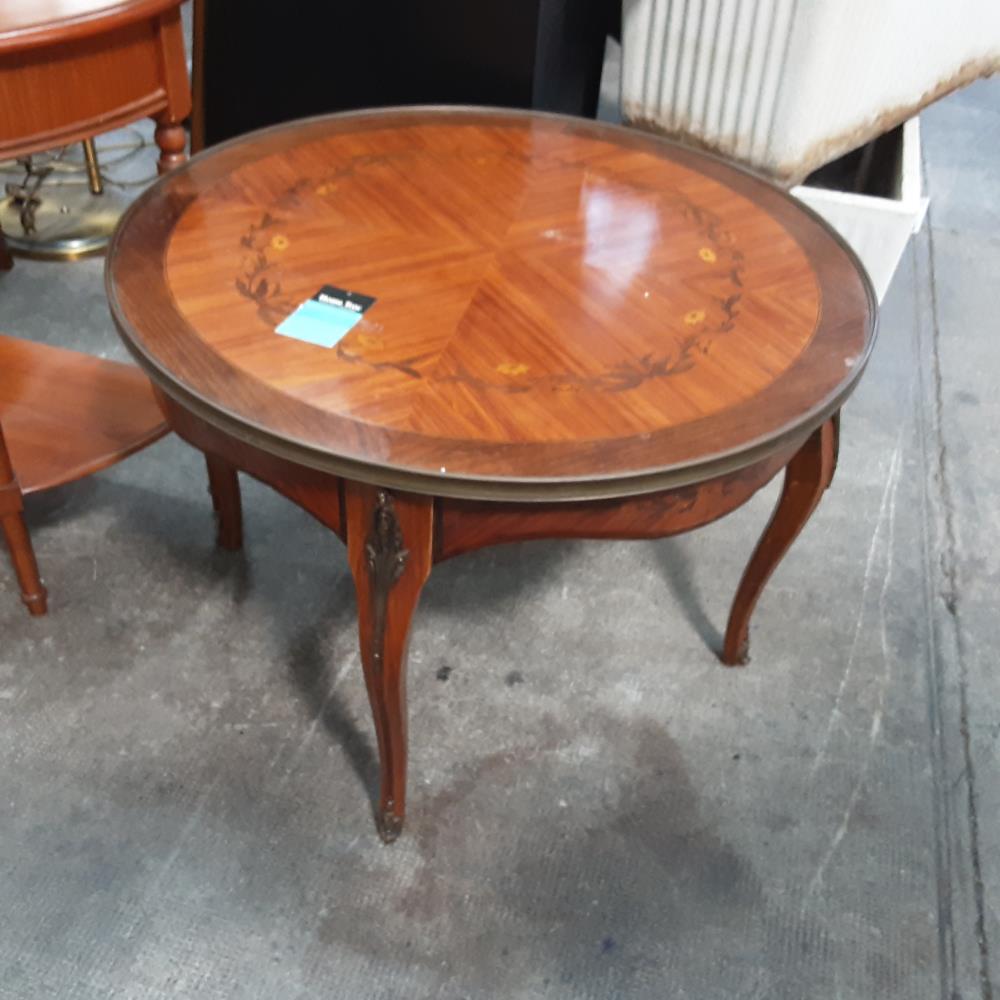 TABLE BASSE RONDE MARQUETEE 