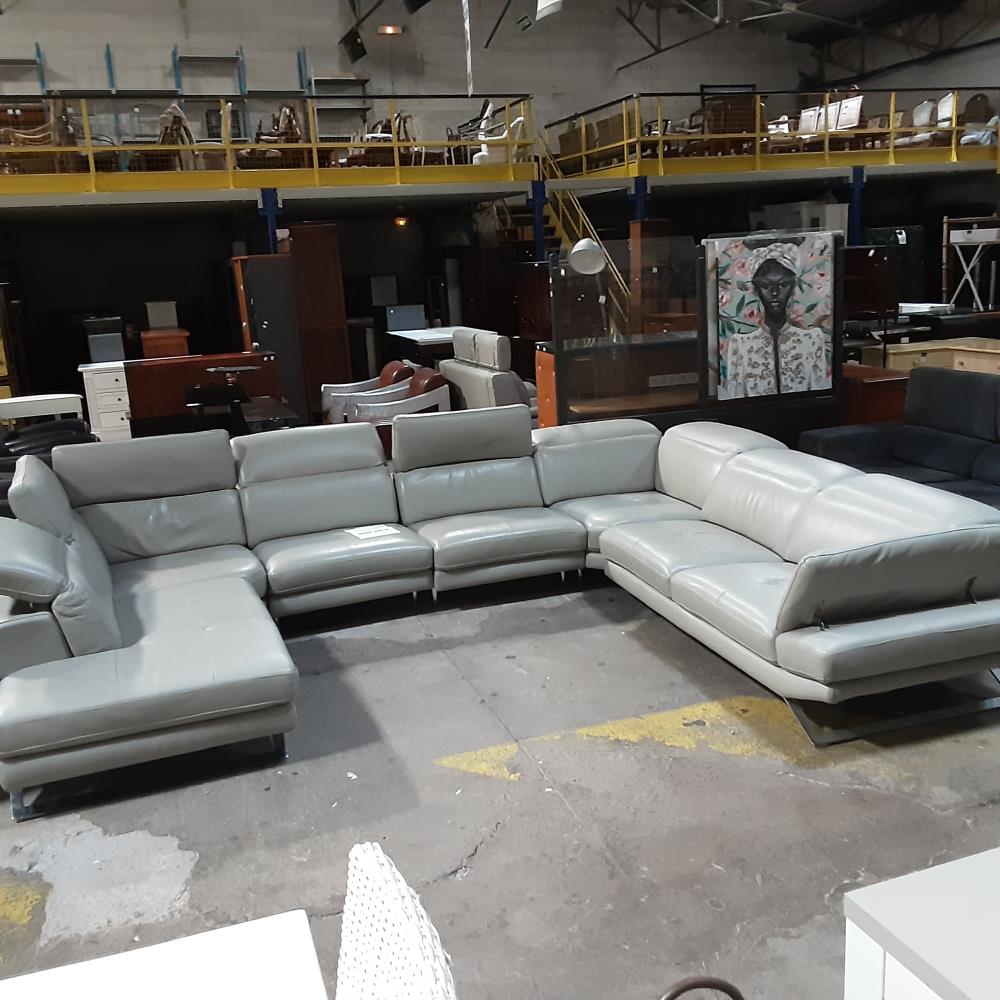 SALON D ANGLE GM CUIR GRIS 