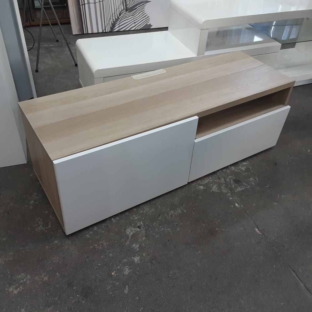 MEUBLE 1 PORTE 1 TIROIR BEIGE BLANC