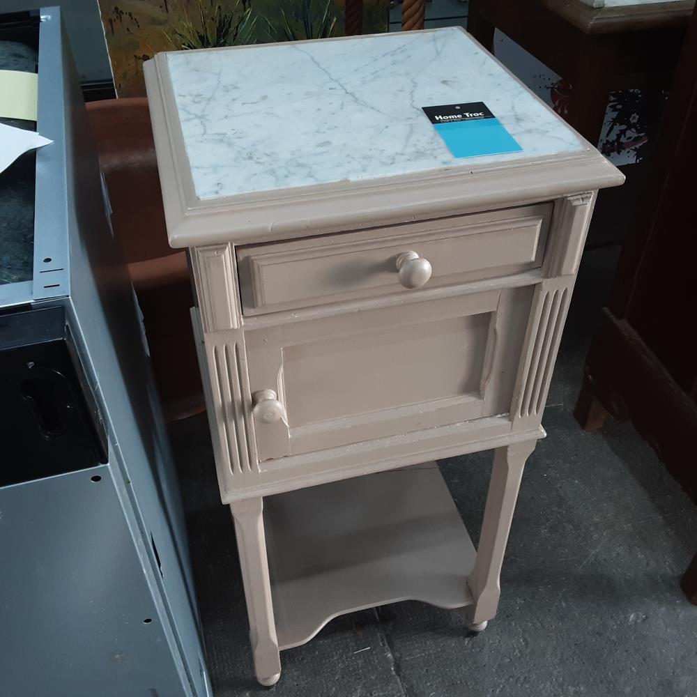 CHEVET 1 PORTE 1 TIROIR DESSUS MARBRE 