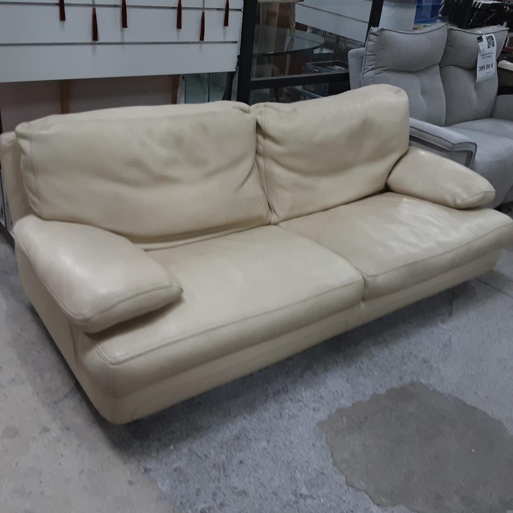 CANAPÉ CUIR ECRU 2P