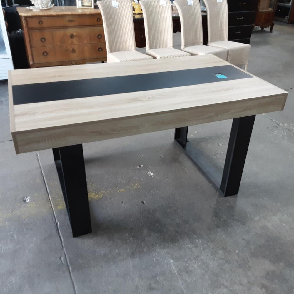 TABLE RECTANGLE BOIS PIED NOIR 