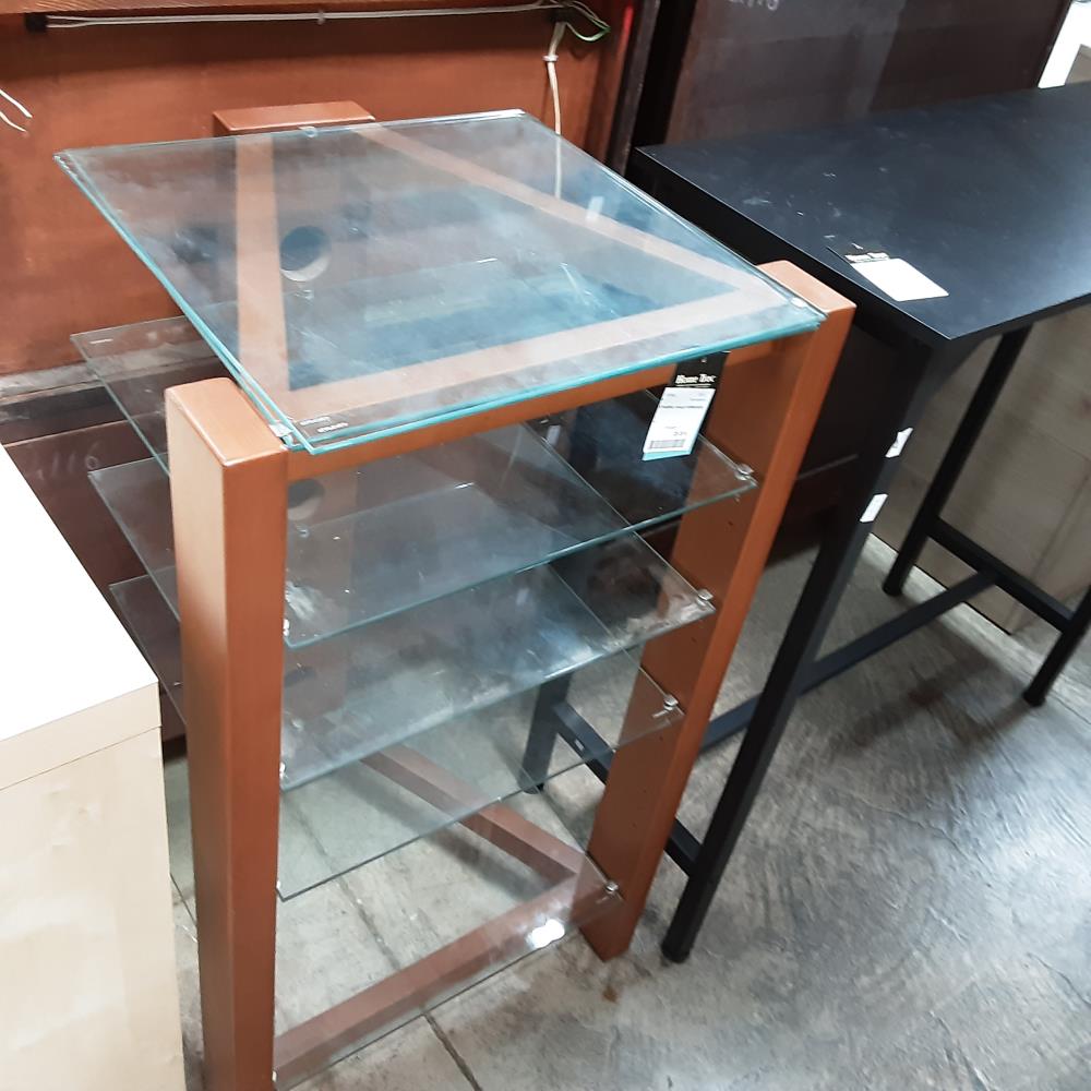 ETAGERE D ANGLE VERRE BOIS 