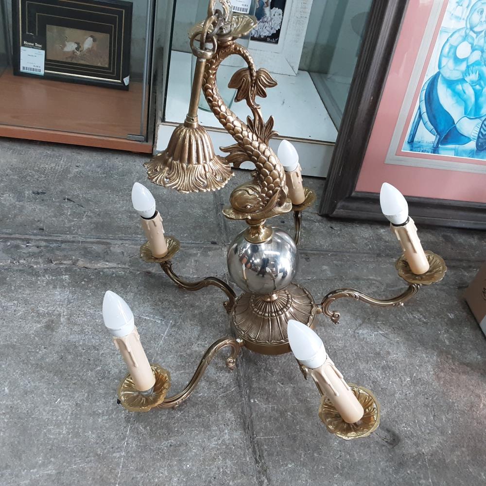 LUSTRE 5 BRANCHES LAITON 