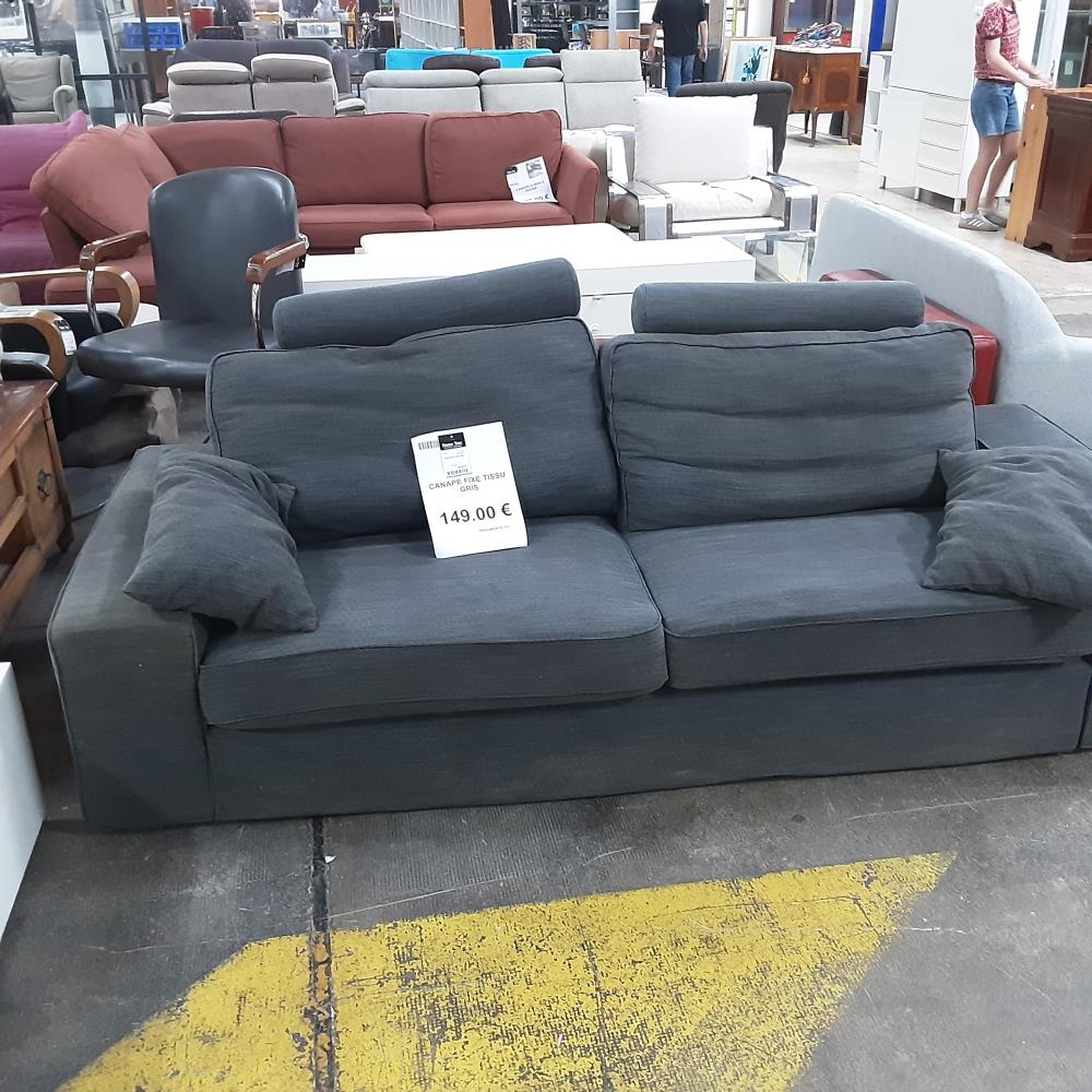 CANAPE FIXE TISSU GRIS
