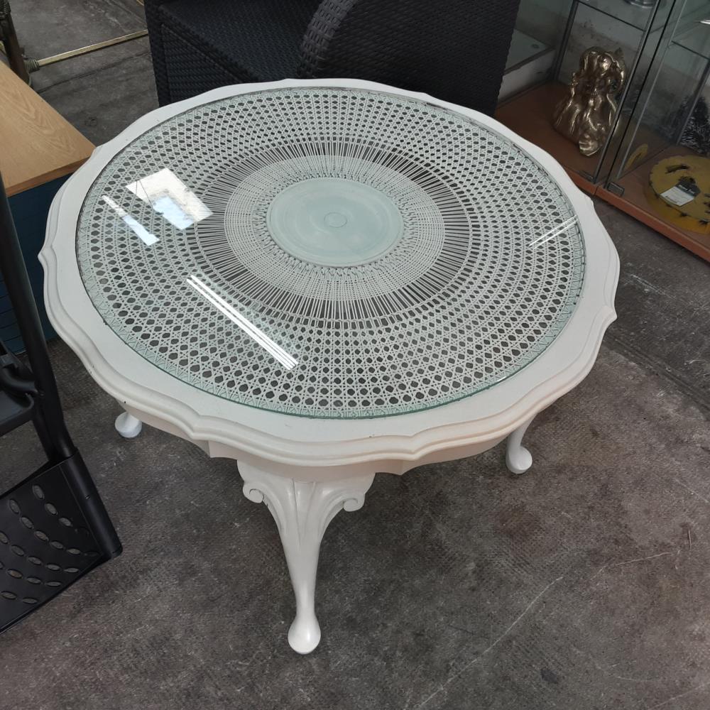 TABLE BASSE RONDE BLANCHE 