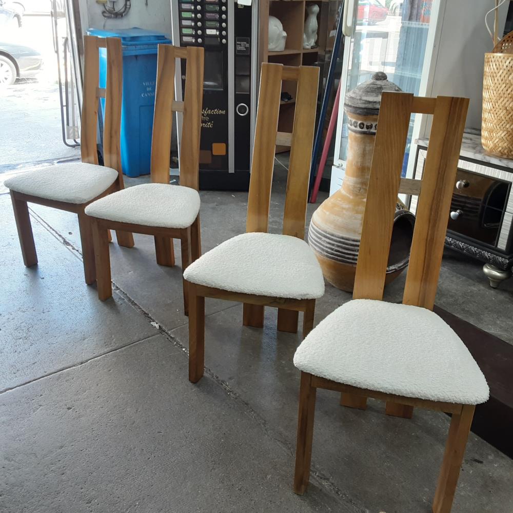 CHAISE BOIS ASSISE BLANCHE 