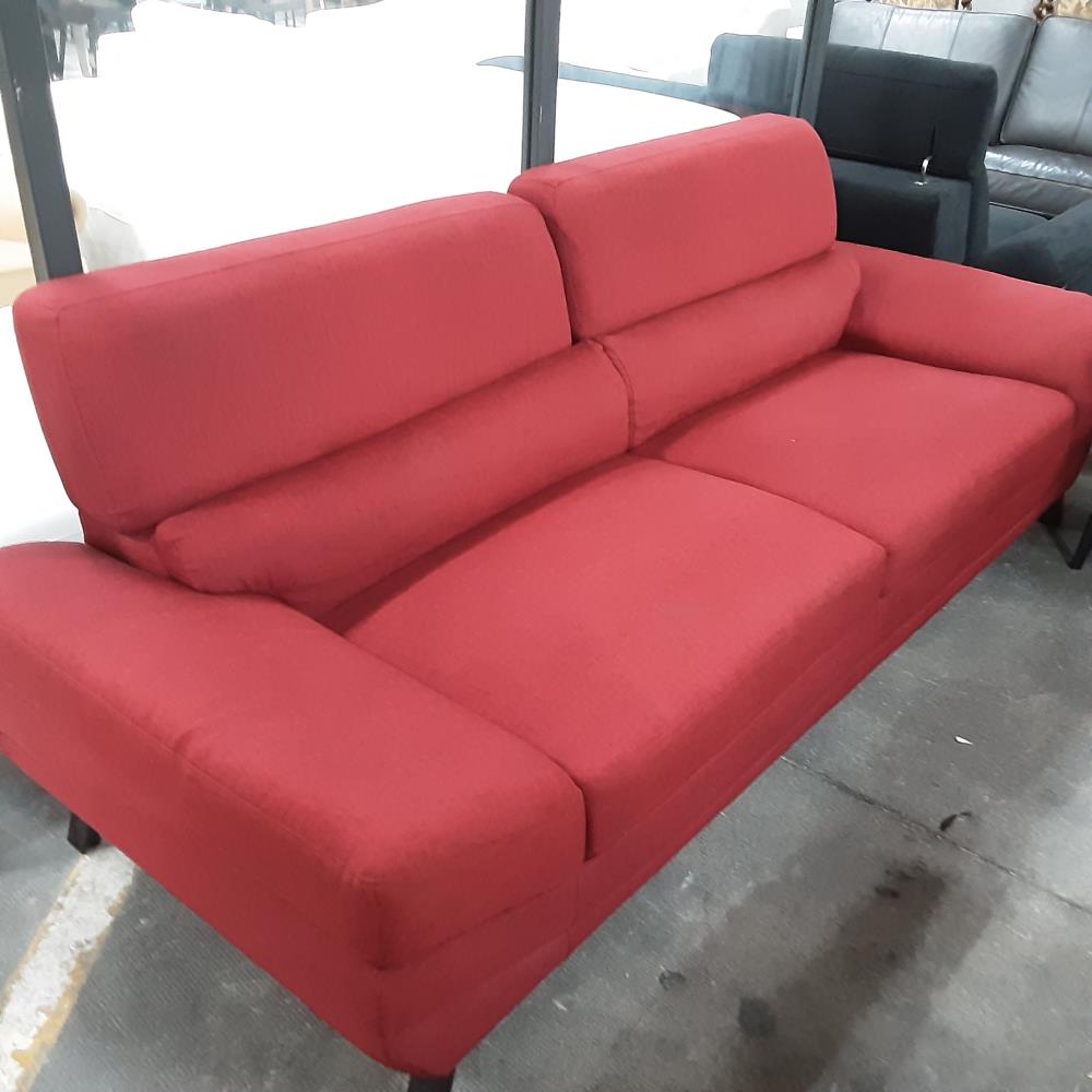 CANAPE 3 PLACES TISSU ROUGE 