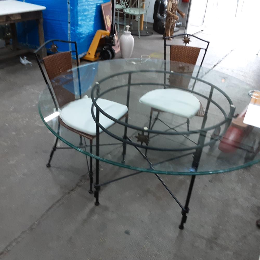 TABLE RONDE VERRE + 4 CHAISES