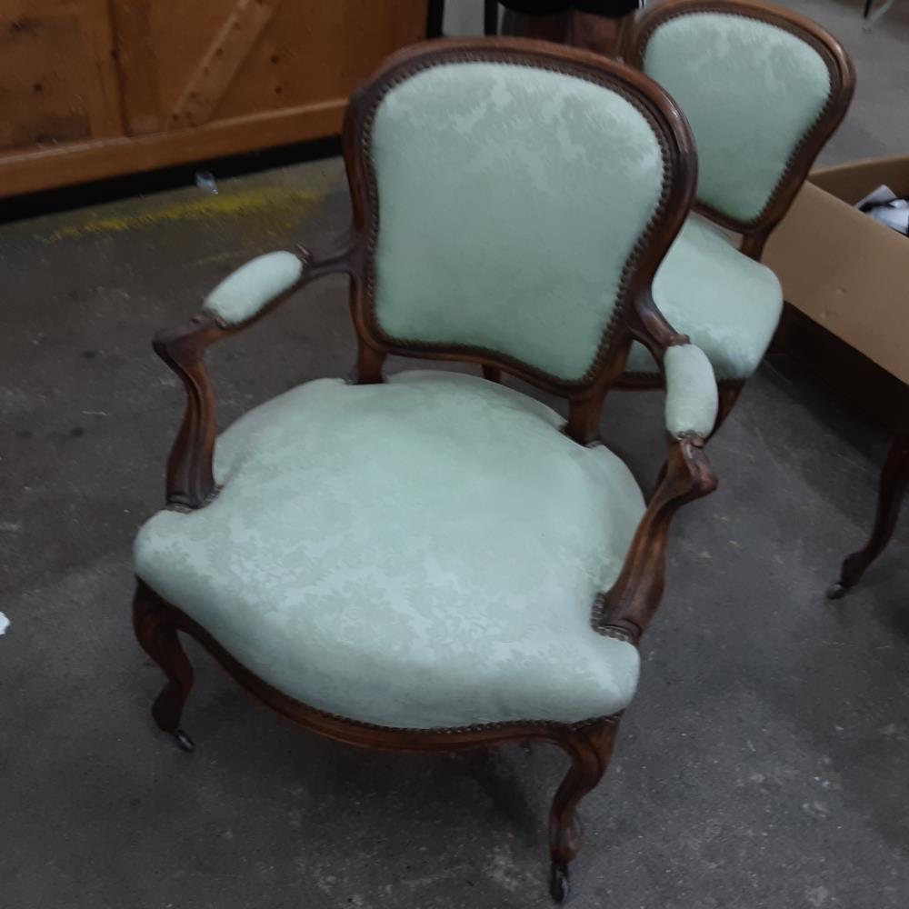 FAUTEUIL ANCIEN TISSU VERT 