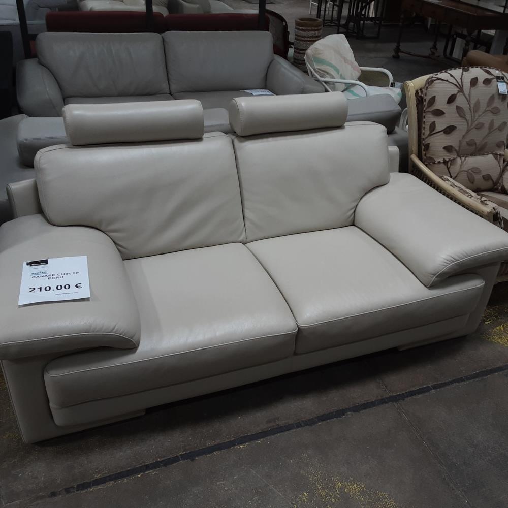 CANAPE CUIR 2P ECRU
