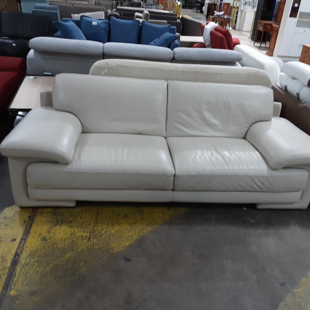 CANAPE CUIR 3P ECRU