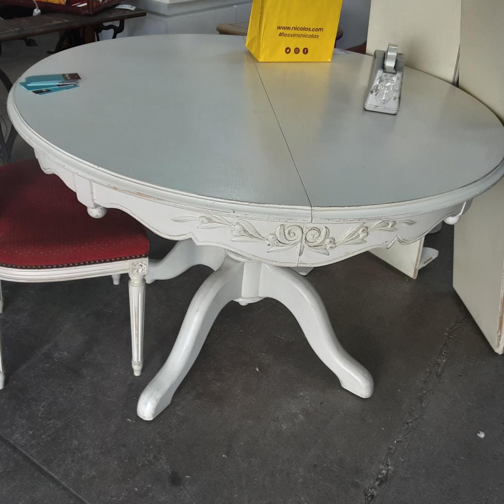TABLE RONDE 2 ALLONGES BLANCHE 