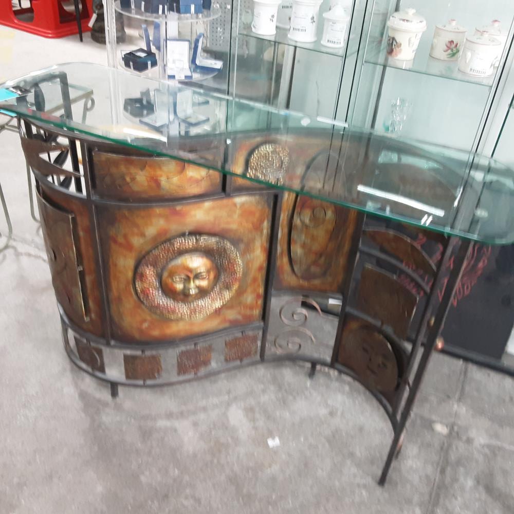 CONSOLE FER VERRE 