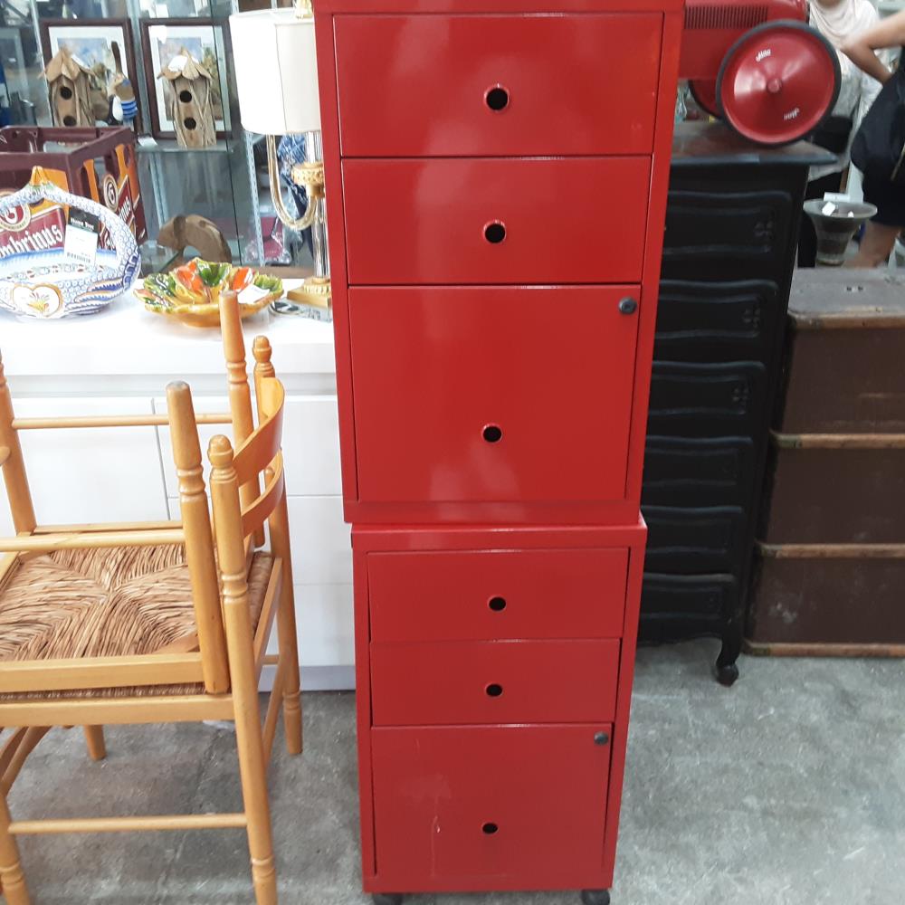 CAISSON 3 TIROIRS ROUGE 