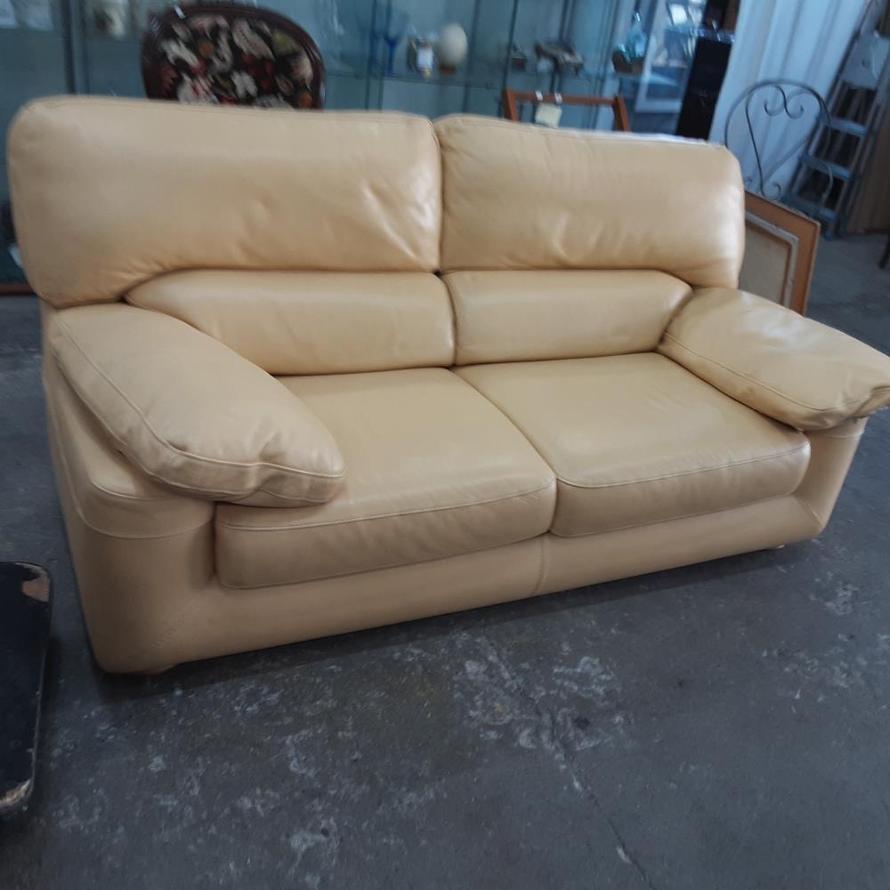 CANAPÉ 2P CUIR JAUNE 