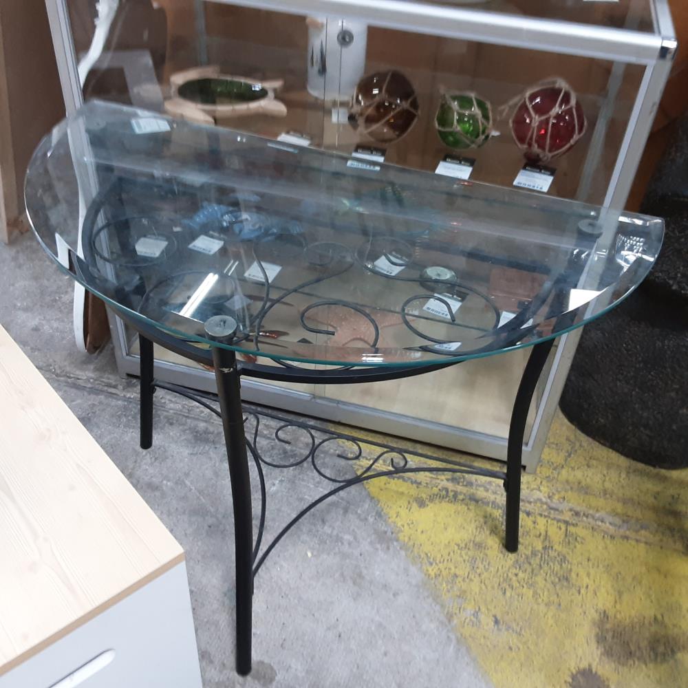 CONSOLE DEMI LUNE VERRE 