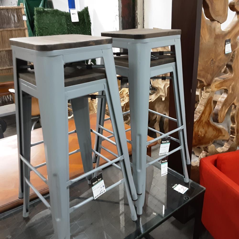 TABOURET DE BAR METAL GRIS ET BOIS