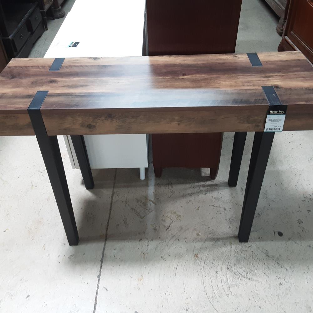 BRAMS - CONSOLE AVEC TREPIED EN METAL NOIR 120X40XH76CM