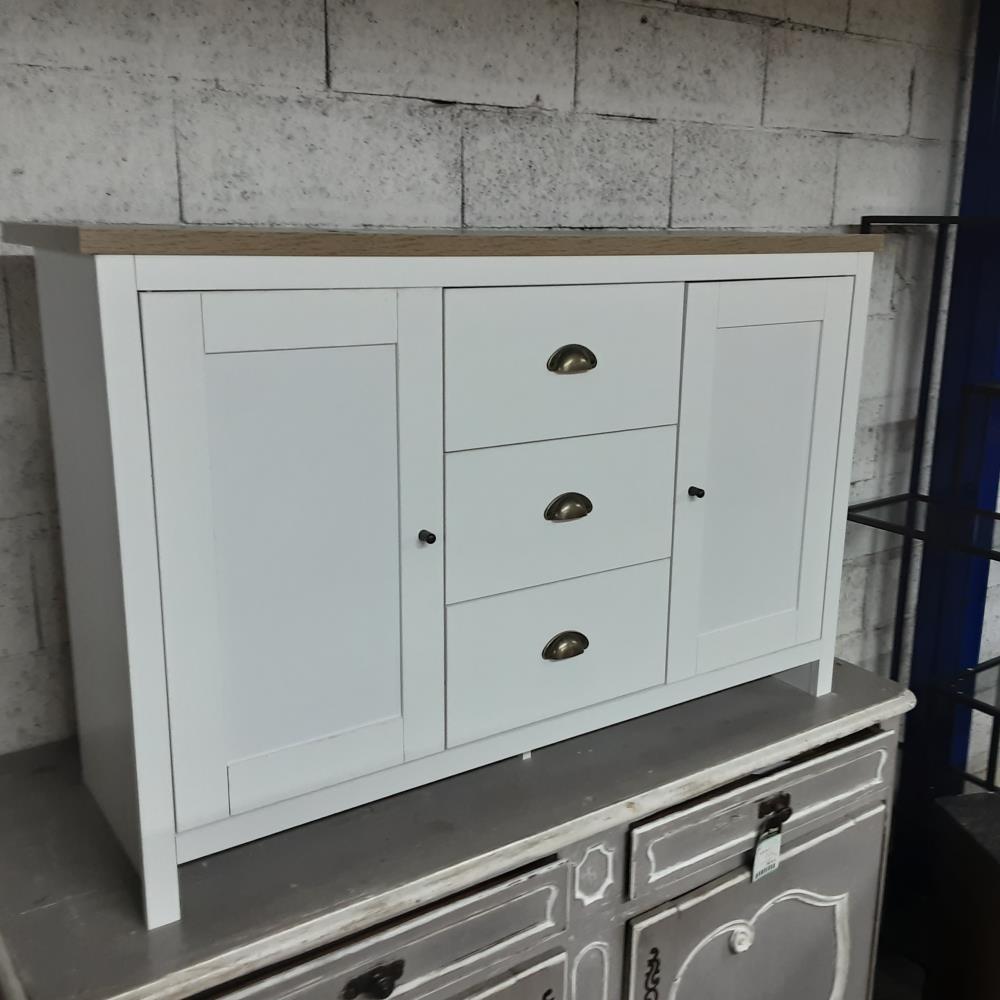 "VIRGINIA" BUFFET AVEC 2 PORTES ET 3 TIROIRS DESIGN COLONIAL 119X39,5XH77CM