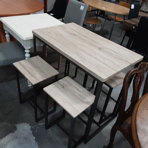 "DOCK" TABLE BAR AVEC 4 TABOURETS 100X60XH89CM ET 40X30XH60CM