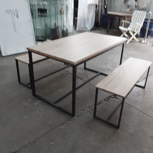 "DOCK" TABLE A MANGER AVEC 2 BANCS - TABLE : 140X80X75CM / BANC : 120X35X46CM
