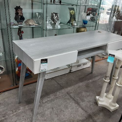 CONSOLE 2 TIROIRS GRIS BLANC 