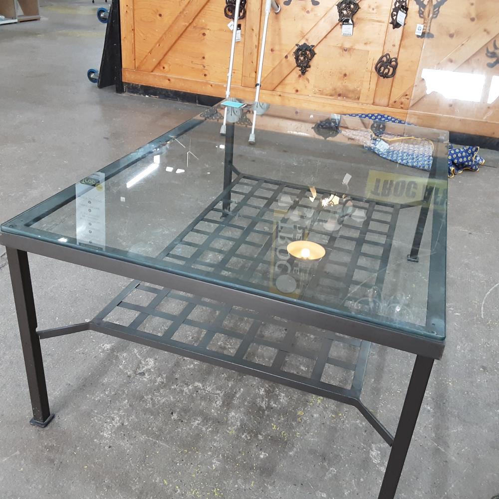 TABLE BASSE RECTANGLE METAL VERRE 