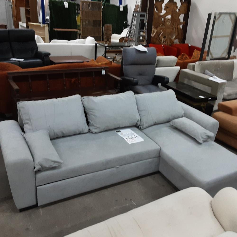 CANAPÉ ANGLE CONVERTIBLE MAX GRIS CLAIR AVEC COFFRE
