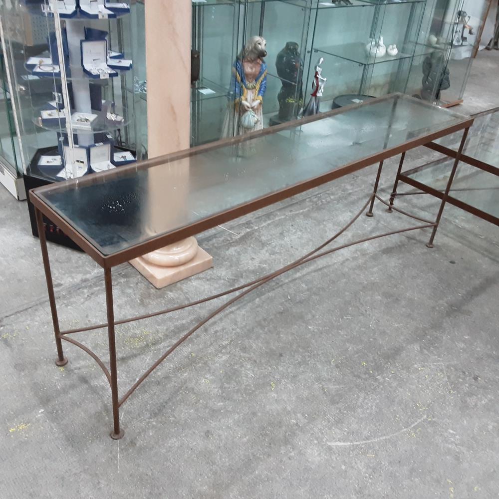 TABLE BASSE RECTANGLE FER VERRE 