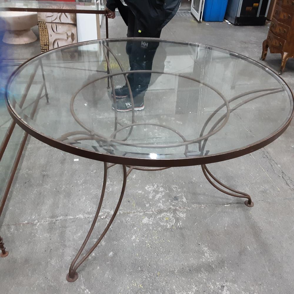 TABLE RONDE FER VERRE 