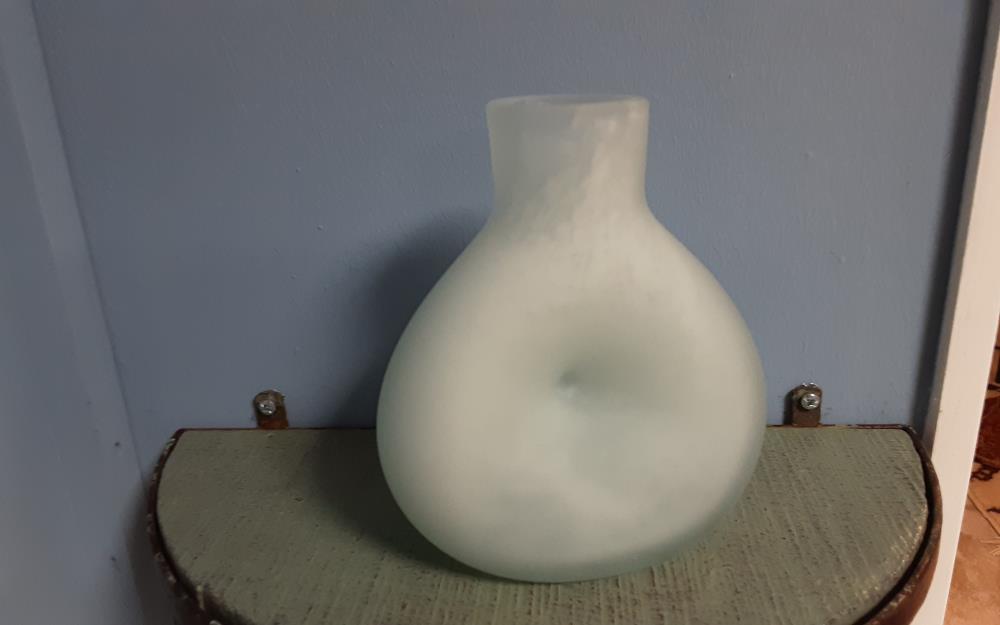 VASE VERRE POLI BLANC