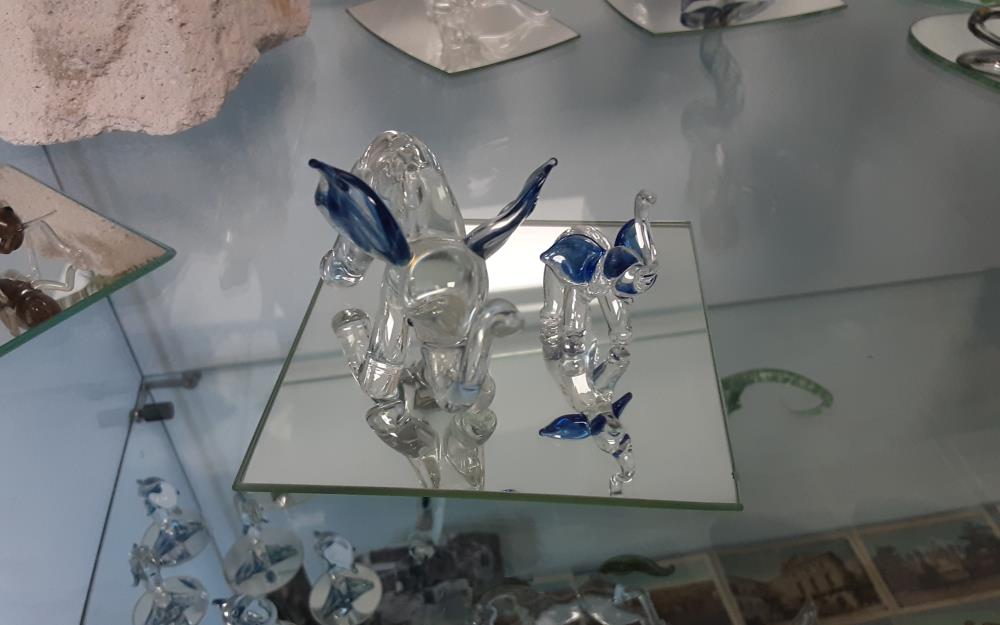 2 ÉLÉPHANT OREILLE BLEU CRISTAL ARTISANAL 