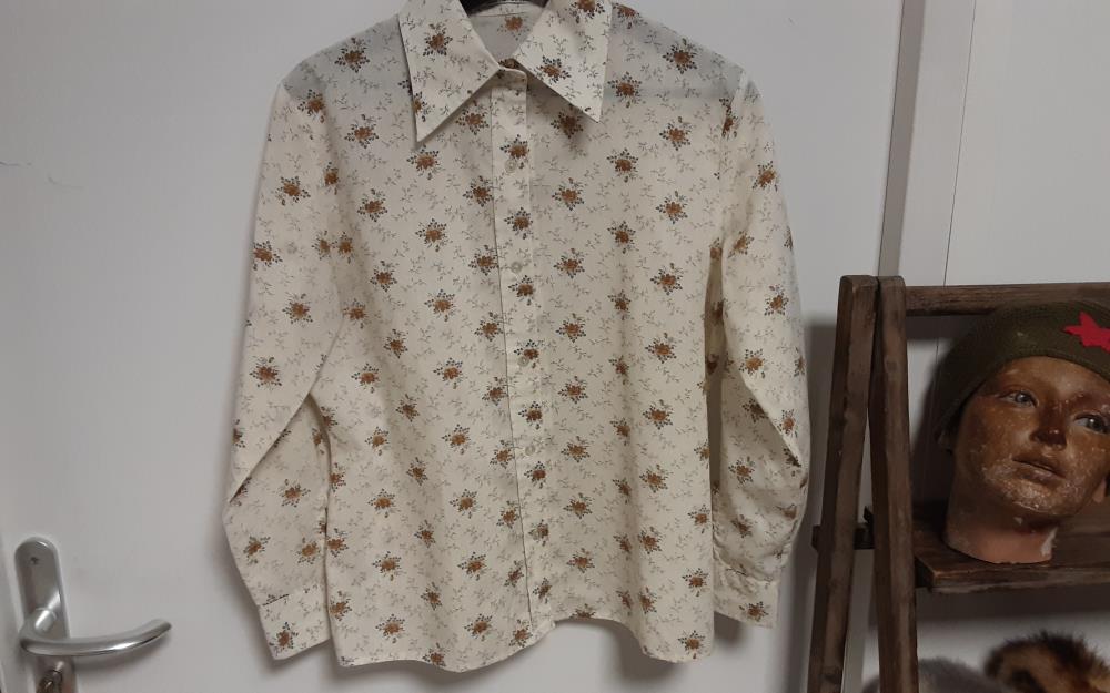 CHEMISE FLEURS BEIGE 1970