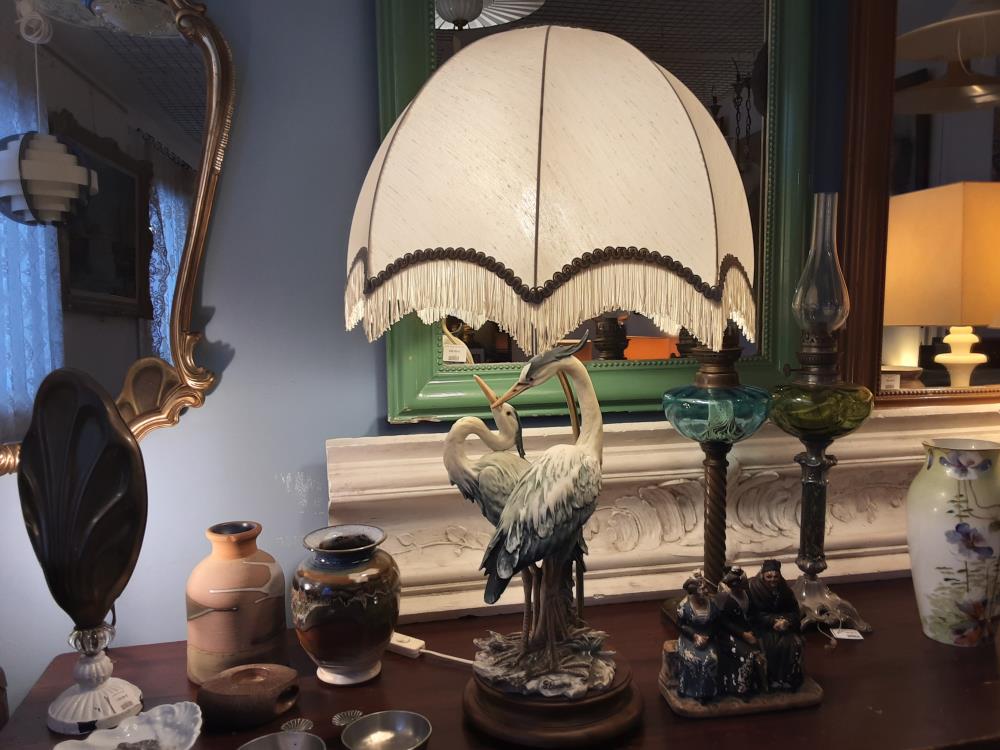 LAMPE AUX HERONS CAPODIMONTE G.ARMANI 1960/70