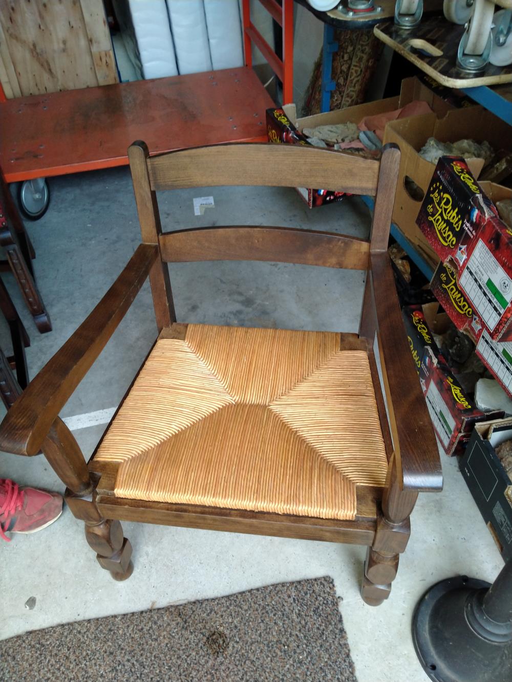 FAUTEUIL BOIS ASSISE PAILLE