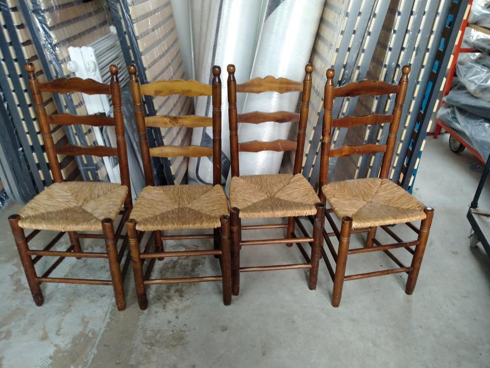 LOT 4 CHAISES BOIS ASSISE PAILLE 